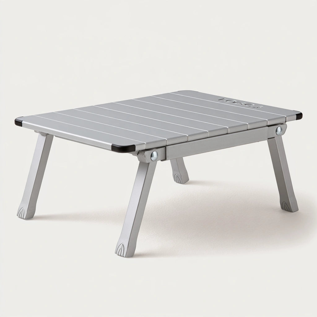 Table de camping pliante aux lignes épurées, coloris gris