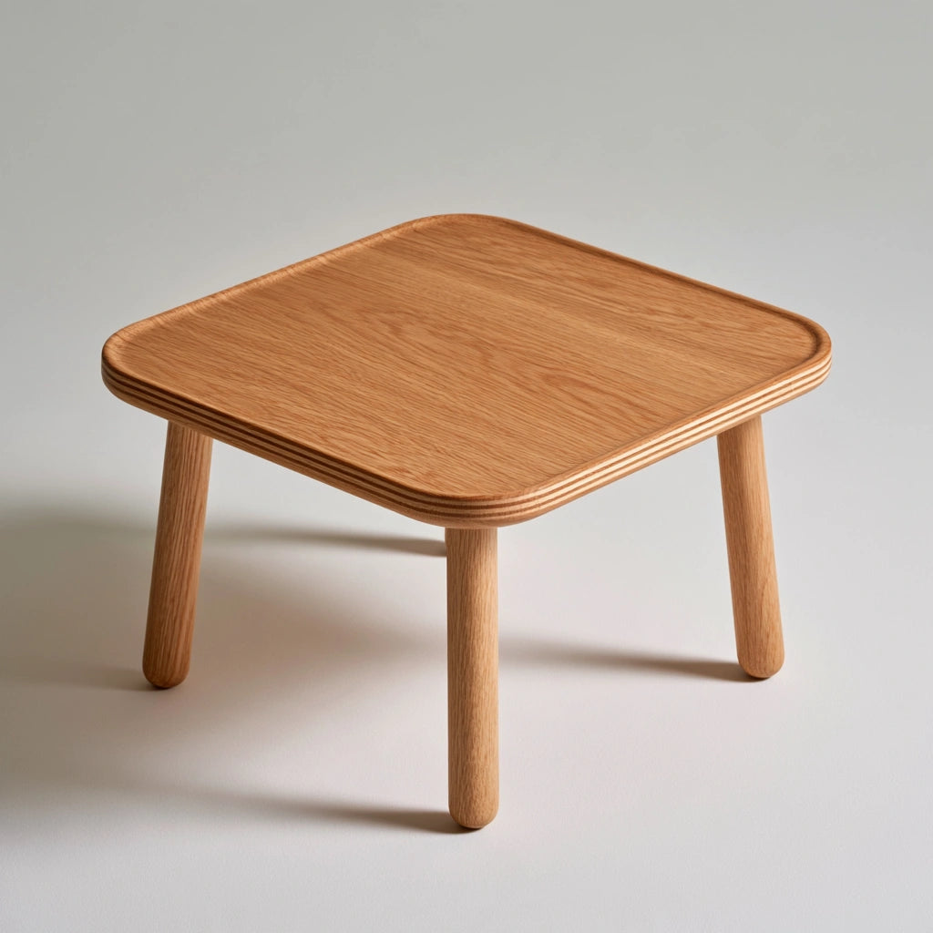 Table d'appoint rectangulaire en bois, coloris brun naturel