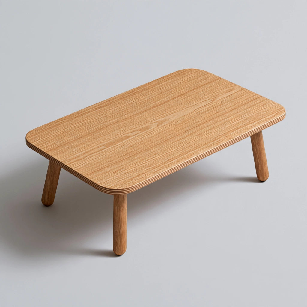Table d'appoint rectangulaire en bois, coloris brun naturel