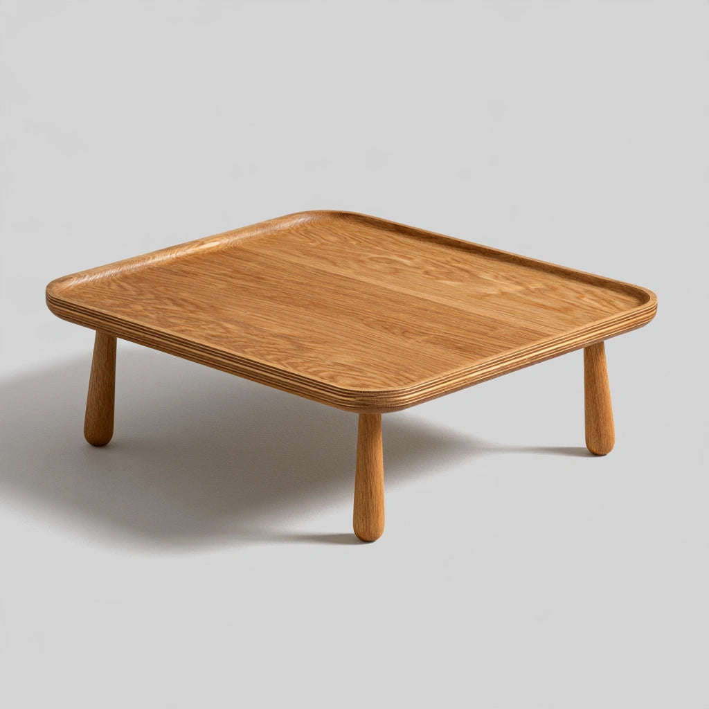 Table d'appoint rectangulaire en bois, coloris brun naturel