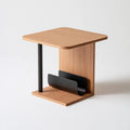 Table d'appoint en bois finition chêne, coloris brun clair et chêne clair