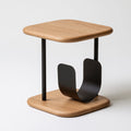 Table d'appoint en bois finition chêne, coloris brun clair et chêne clair