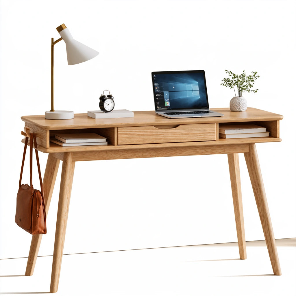 Bureau en bois massif en bois finition chêne, coloris chêne clair