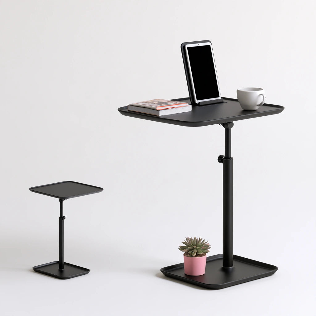 Table d'appoint aux lignes épurées réglable, coloris noir